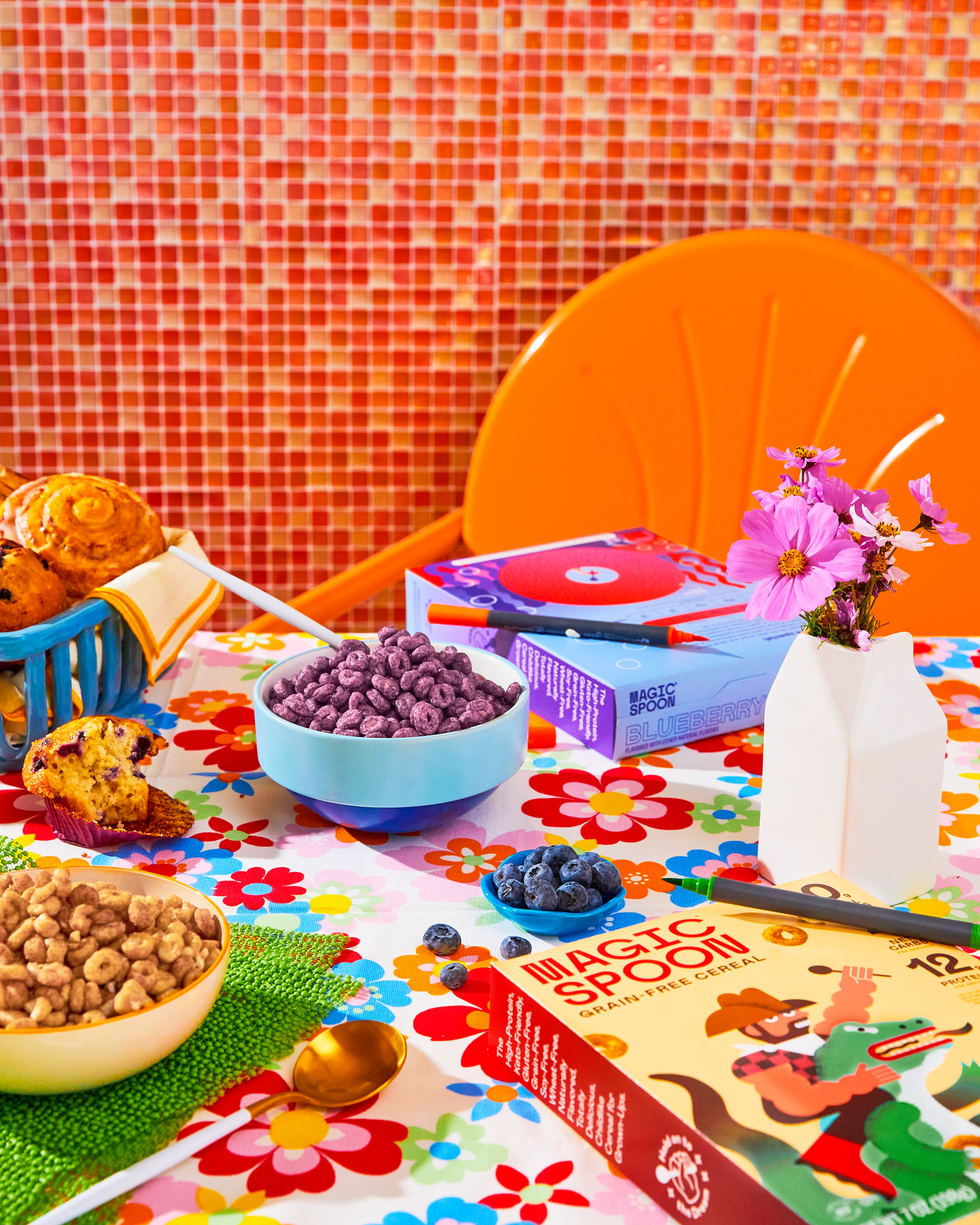 photographer and director maddie eickhoff photographs cereal brand magic spoon at table top food product photography